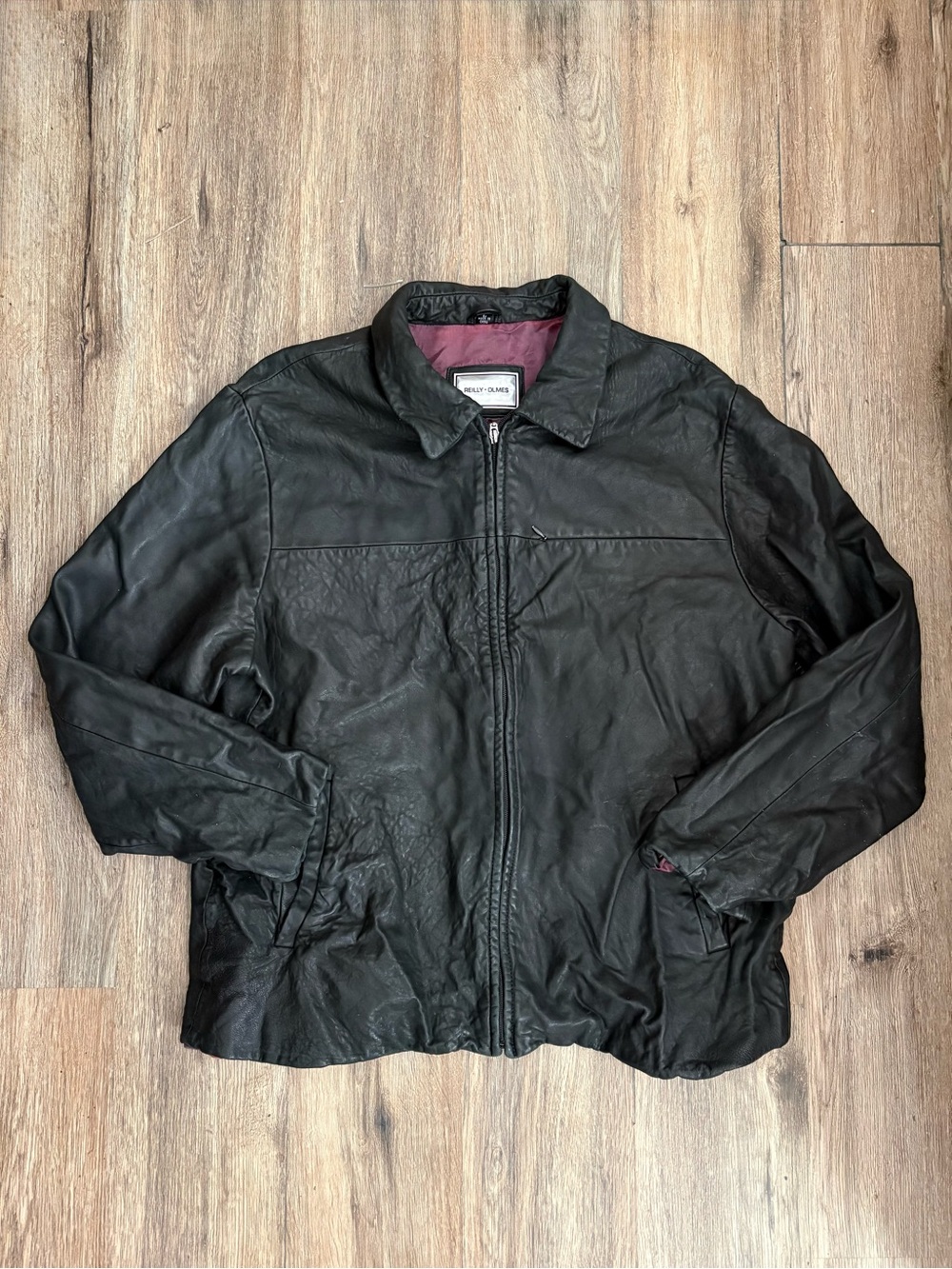 Vintage Y2K Reilly Olmes Full Zip Leather Jacket Men’s L Black VTG 90s Classic